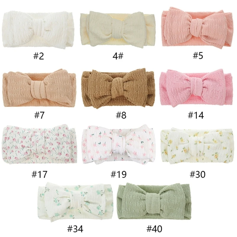 

67JC Big Bow Headband for Kids Newborn Headdress Baby Hair Bows Elastic Headband Summer Spring Vintage Headwrap Photo Props