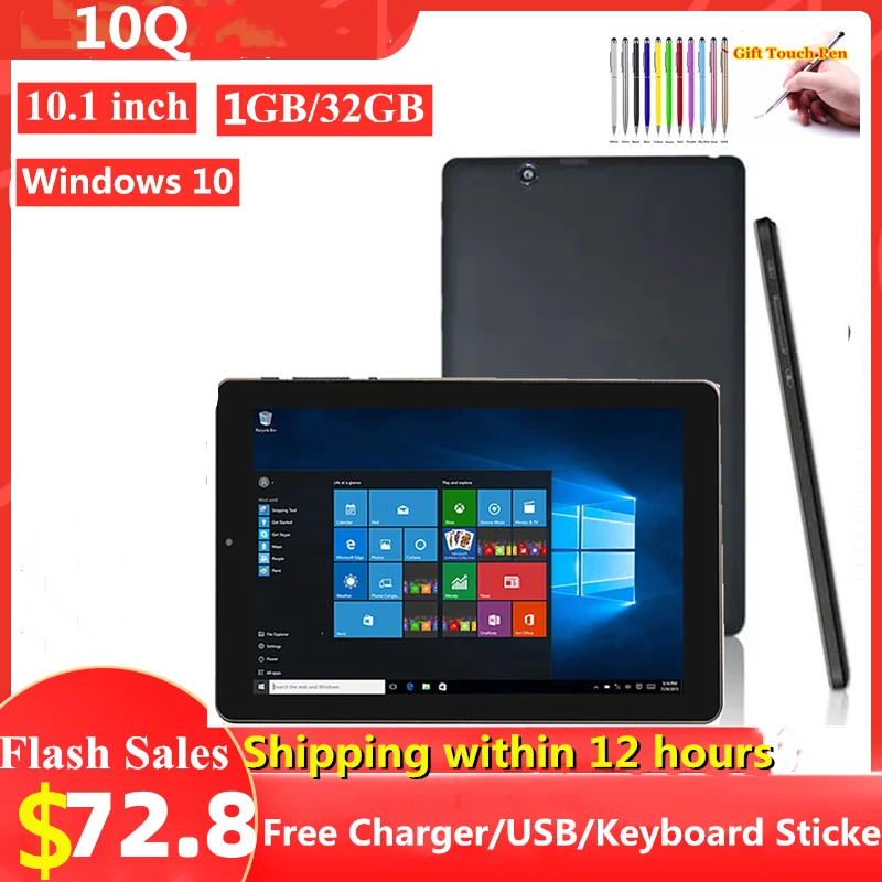 Vendite Flash 10.1 Pollici 1Gb Ddr + 32Gb Windows 10 Tablet Pc 10Q Wifi 1280X800 Ips Doppia Fotocamera Quad Core Compatibile Con Hdmi