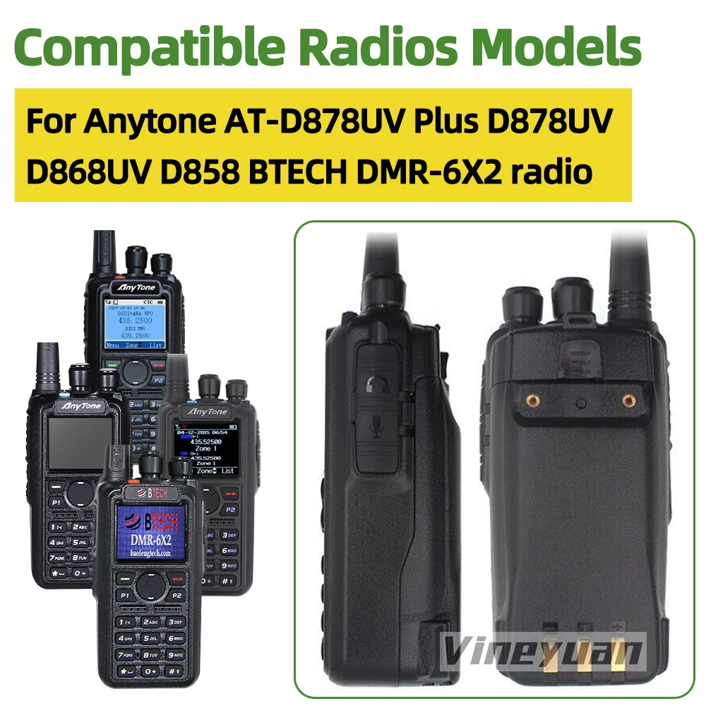 NEW 7.4V 3250mAh QB-44HL Li-ion Battery with Belt Clip for Anytone AT-D878UV Plus D878UV D868UV D858 BTECH DMR-6X2 radio 4