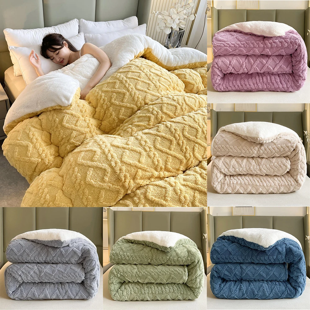 New Super Thick Winter Warm Blanket for Bed Artificial Lamb Cashmere Weighted Blankets Soft Comfortable Warmth Quilt Comforter