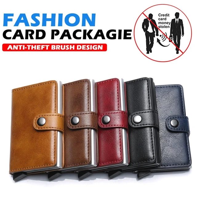 Id Credit Bank Card Holder Wallet Luxury Brand Men Anti Rfid Blocking  Protected Magic Leather Slim Mini Small Money Wallets Case - Card & Id  Holders - AliExpress