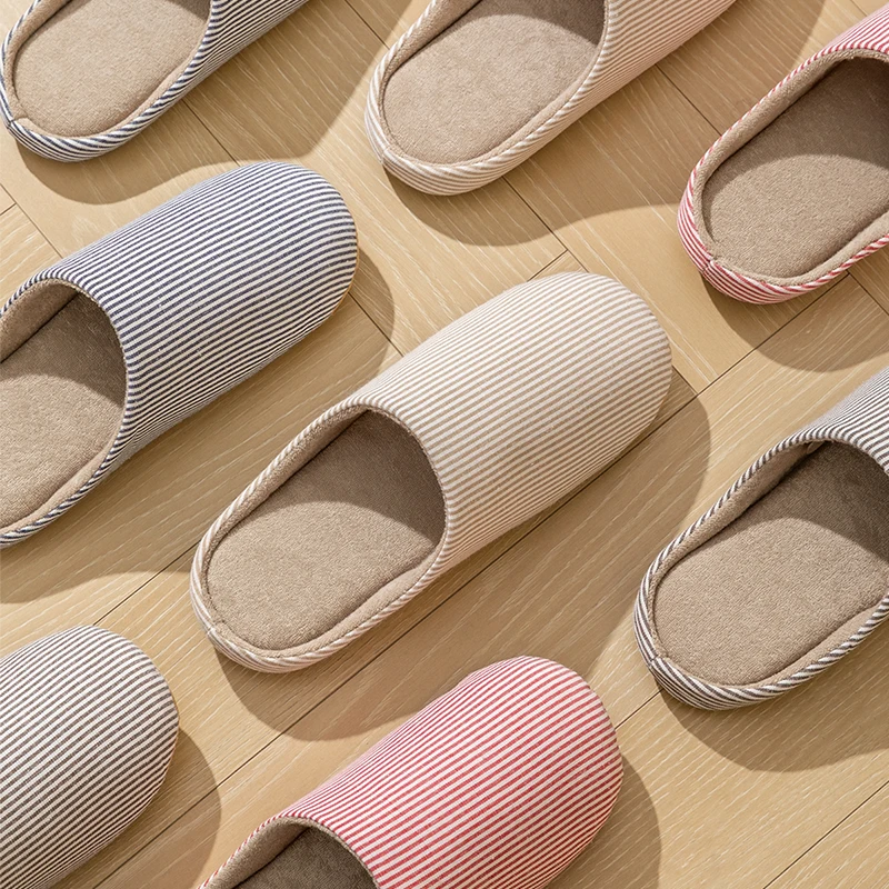 Women's House Stripes Slippers for Spring Autumn Non-Slip Soft Sole Indoor Slides, Cozy Floor Shoes,Quiet Bedroom Soft Slippers - 5