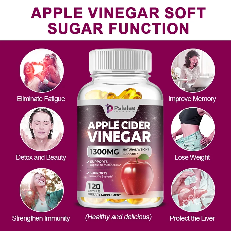 Apple Cider Vinegar Capsules-Detox, Fat Burning, Weight Management, Appetite Suppressant, Bloating Relief