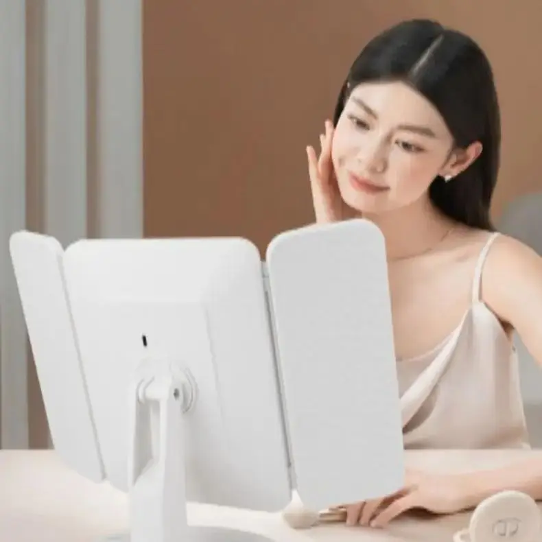 Makeup Mirror Trifold Makeup Mirror LED Lights Dorm Dressing Mirror Beauty Light up Fill light with Smart Complementary Makeup Tri makeup mirror