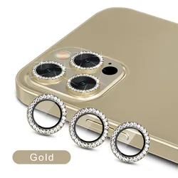 Premium 9D Rear Diamond Lens Protector with Tempered Glass and Ring Cover Case Film for iPhone 17 Air (Gold)