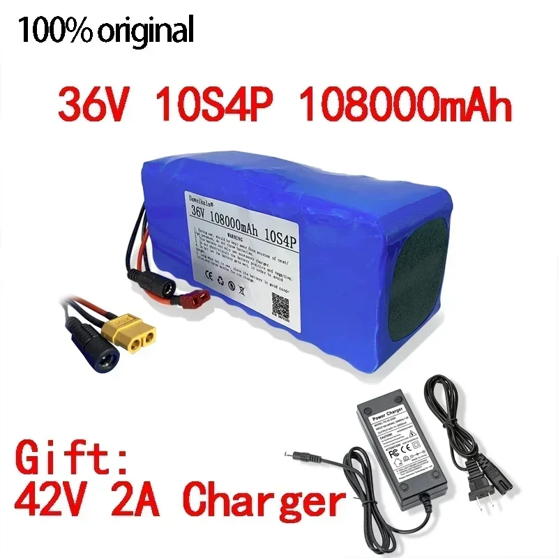 

2022 Original 36V Battery 10S4P 108Ah 36v 18650 Battery pack 1000W 42V 108000mAh for Ebike electric bicycle with BMS 42V Charger