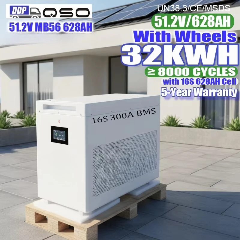 Système de stockage d'énergie domestique 32 kWh, batterie LiFePO4 51,2 V 628 Ah, système solaire hors réseau avec onduleur hybride et alimentation de secours 1 Système de stockage d'énergie domestique 32 kWh, batterie LiFePO4 51,2 V 628 Ah, système solaire hors réseau avec onduleur hybride et alimentation de secours 1