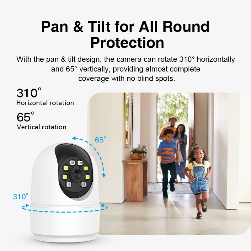 360° Pan & Tilt Pet Dog Camera 2.4GHz WiFi Indoor Security Cam with Two-Way Audio & Night Vision Phone App Baby Monitor for Home 2