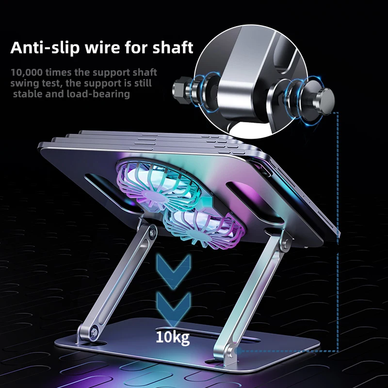 Laptop Stand Adjustable Aluminum Alloy Notebook Stand Compatible10-17 Inch Laptop Portable Laptop With Cooling Fan h