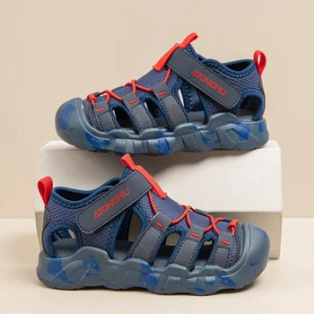 Luxury Brand Children Sandals Summer Boy Sneaker Fashion Soft Bottom Breathable Protect Toes Kids Casual Outdoor Sandals for Boy 1