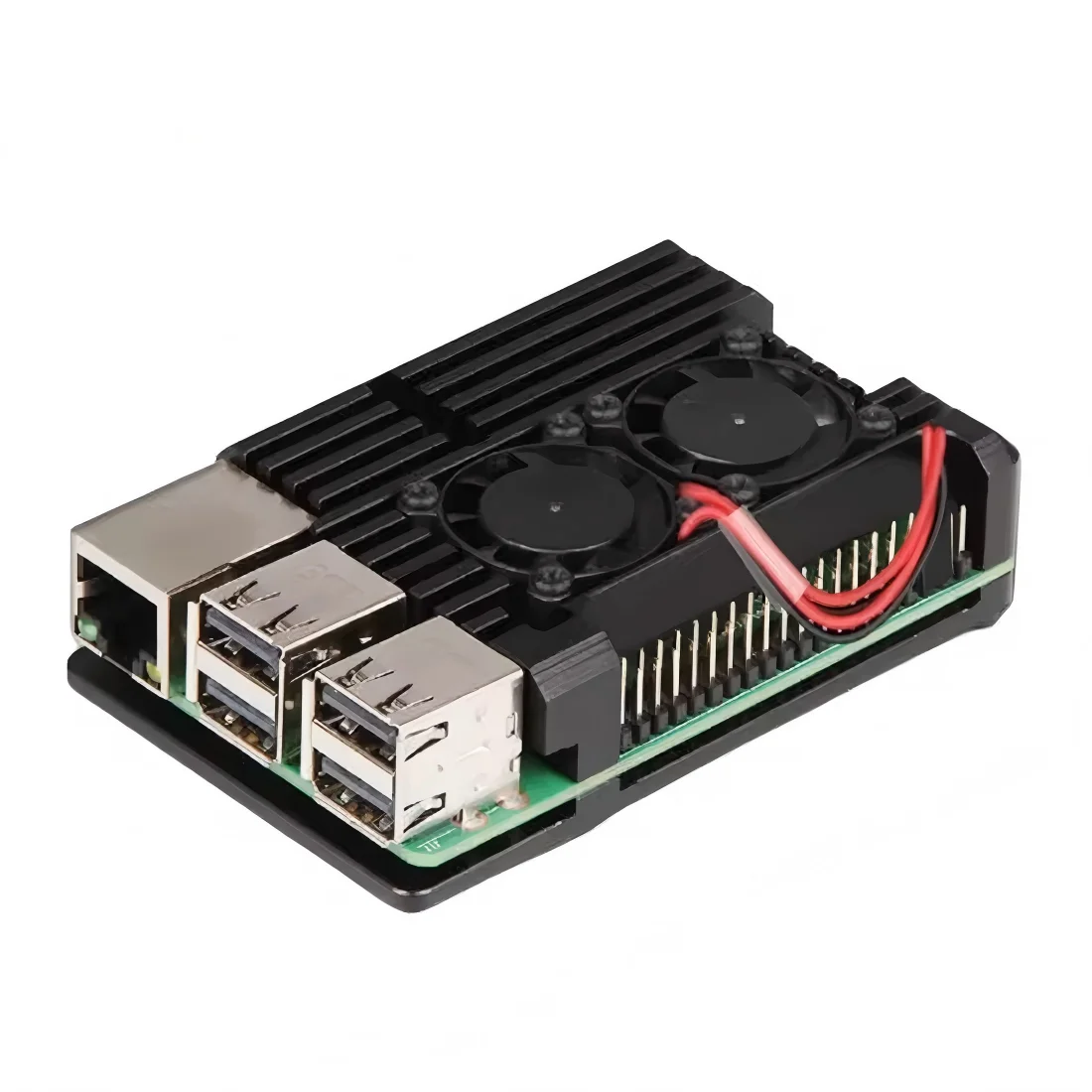 Enhanced Black Aluminum Cooling Enclosure with Dual Fans