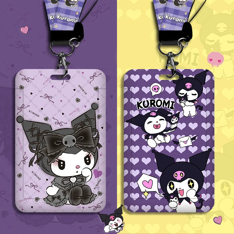 

Cute Kuromi ID Badge Card Holder Lanyard Sanrio Girls Door Card Case Neck Strap Credit Card Holder Credentials Accessories Gift