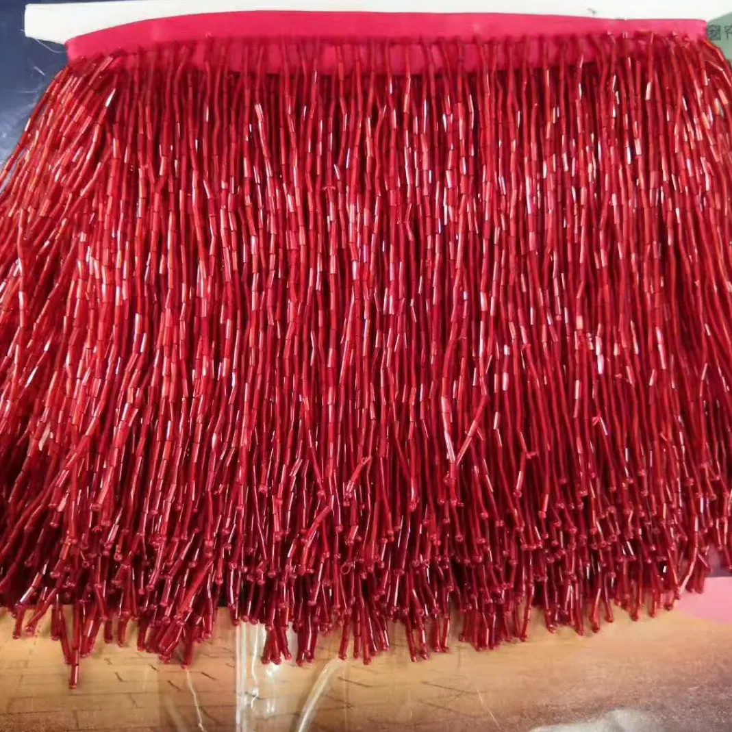 

Кружевная ткань с бахромой и бисером, ширина 15 см, 20 см, 5 ярдов