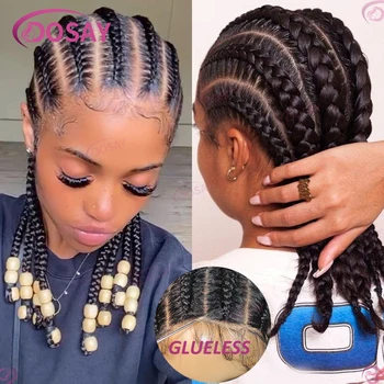 20" Braided Wigs Glueless Synthetic Full Lace Front Wig Braid African Knotless Box Braids Female Wigs For Women Braided Wigs