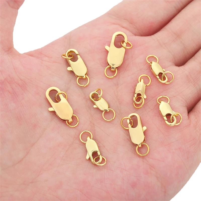 1/2Sets Copper 14K/18K Gold Plated Lobster Clasp Open Jump Rings