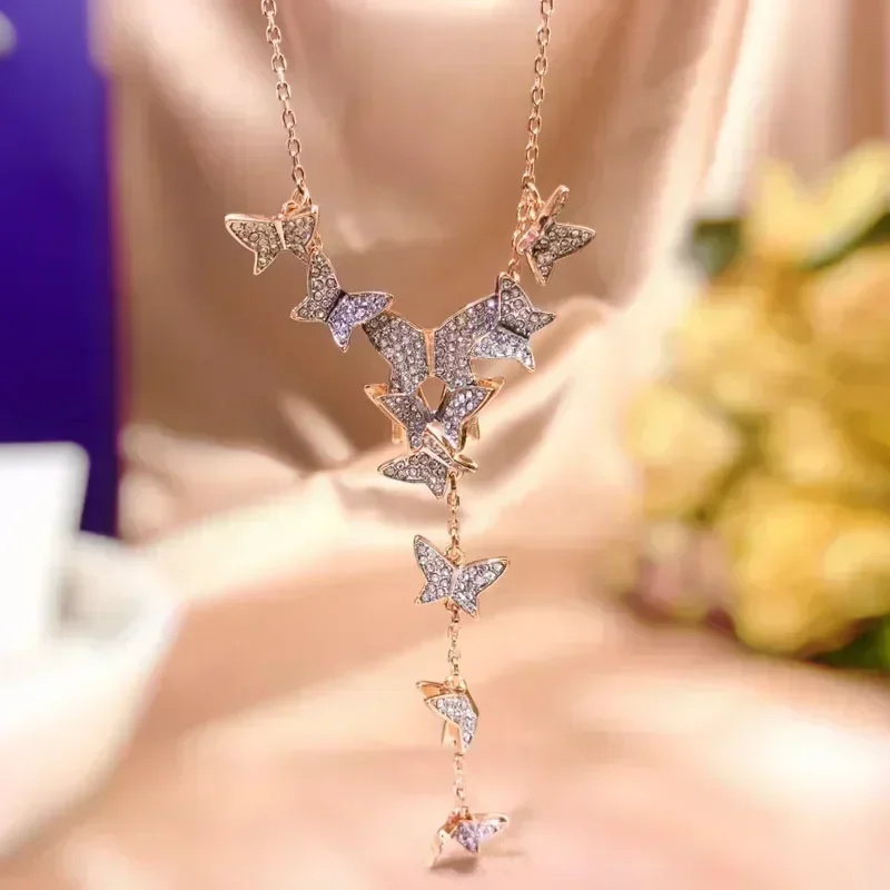 2025 New Fashion Trendy Fine Jewelry Sets for Women Stainless Steel Butterfly Necklace Earring Bracelet Ring Party Accessories 2