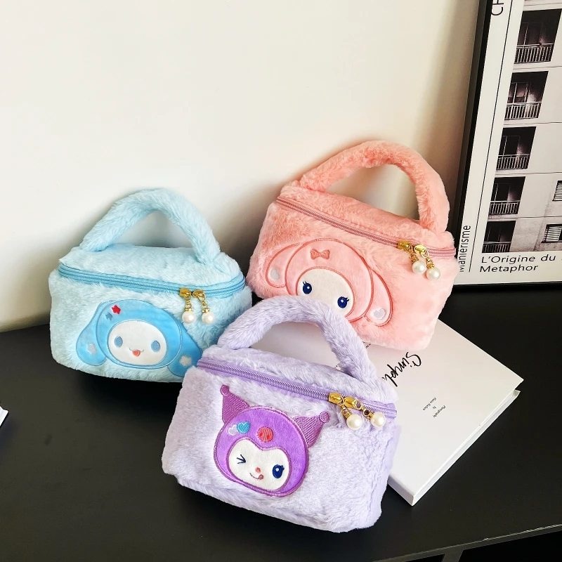 

Sanrio Plush Bag Kuromi Handbag My Melody Cinnamoroll Storage Shoulder Hello Kitty Makeup Bag Women Plushie Backpack Gift Girl