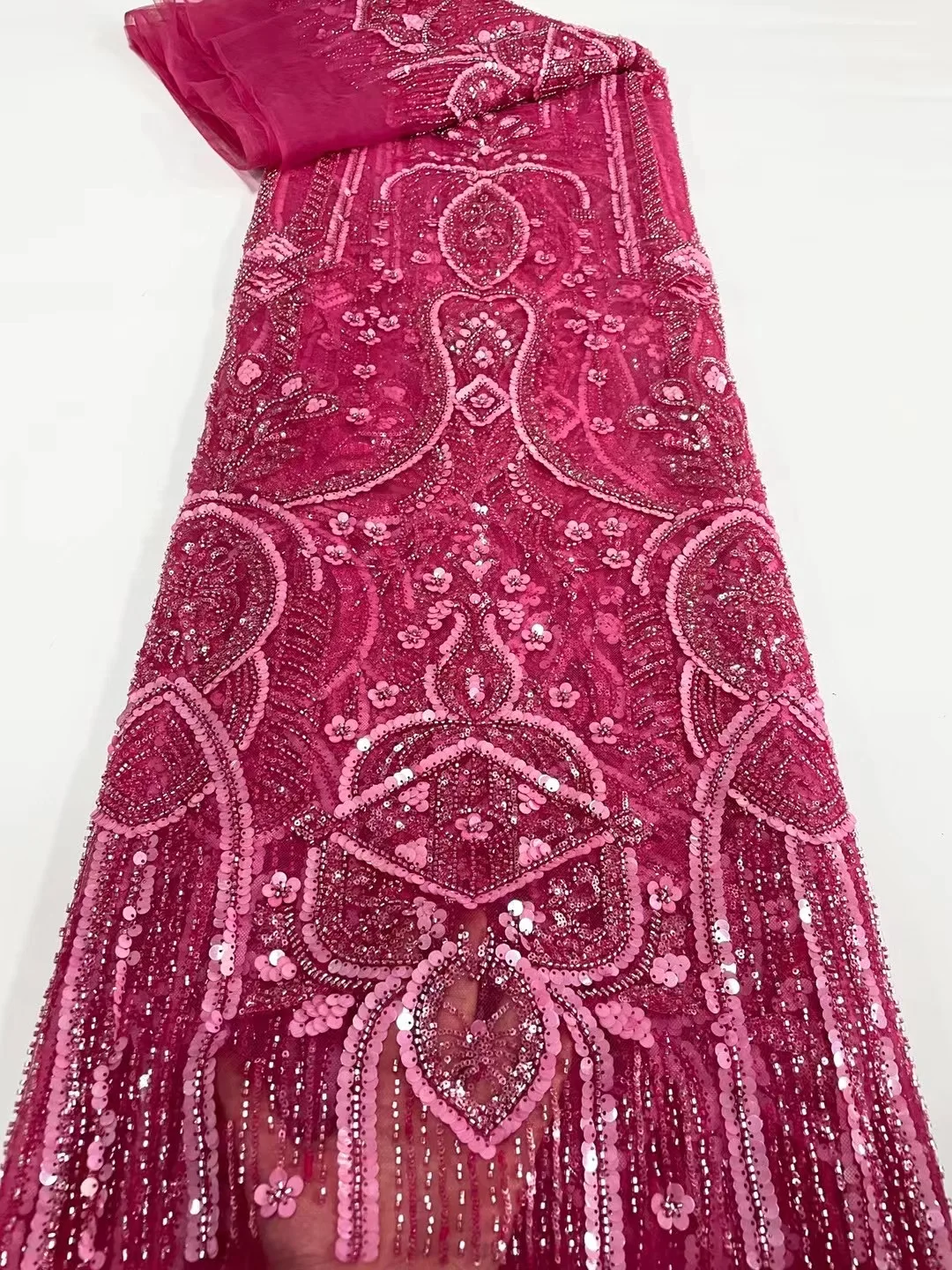 

Роскошная кружевная ткань с бусинами, тяжелые серебряные блестки, кружевная ткань с бусинами и блестками для свадебного платья, роскошное французское вечернее платье 3407