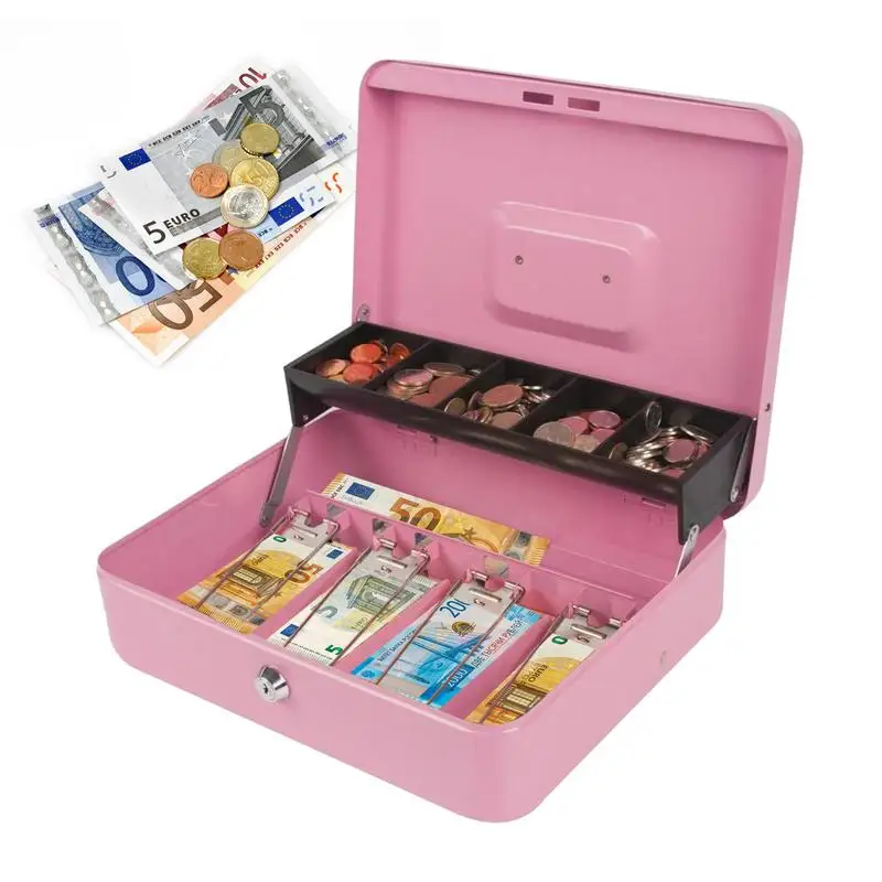 

Cash Box With Lock And 2 Keys Locking Money Saving Cash Box With 2 Keys Metal Money Saving Organizer 4 Bill/5 Coin Slots Cash