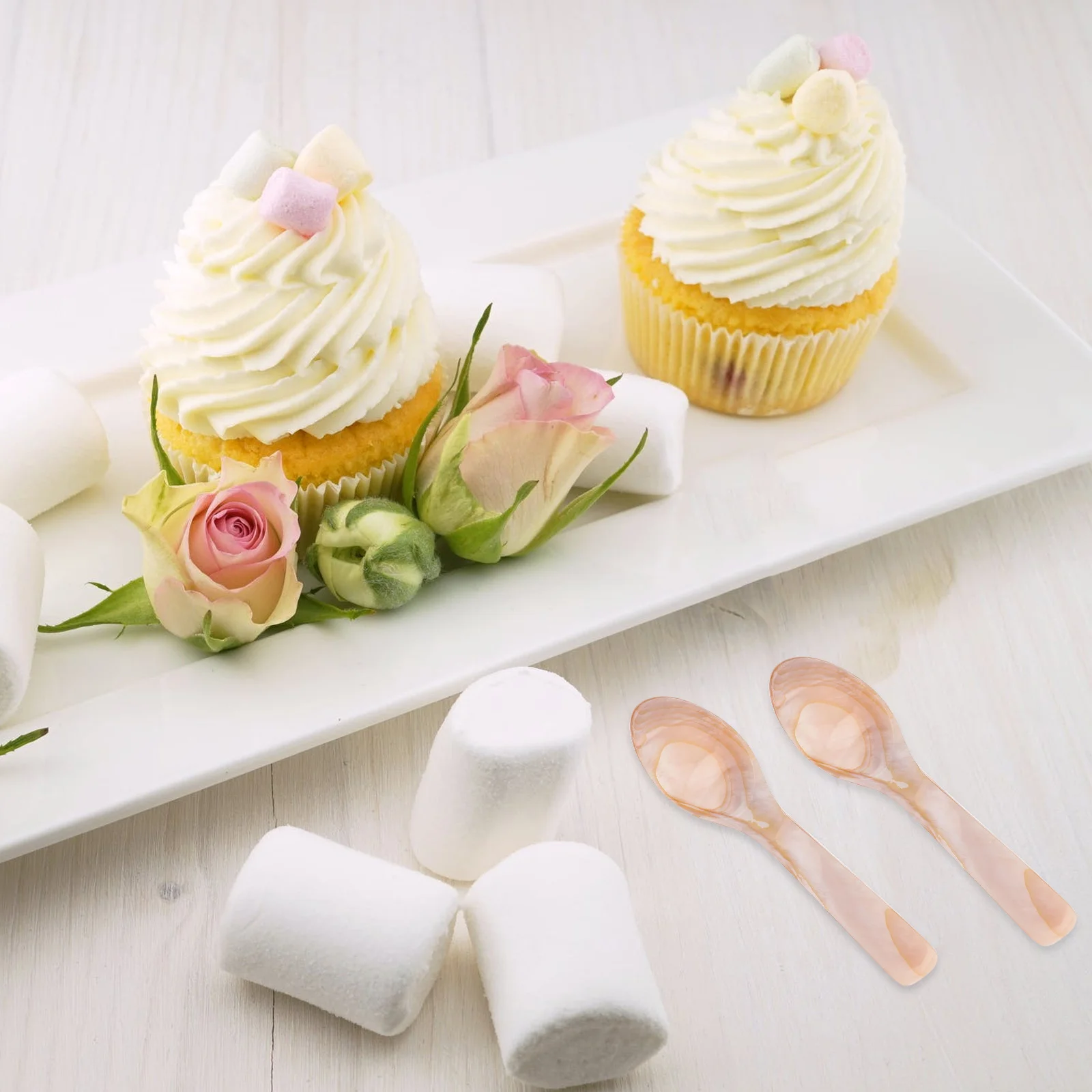 

4 Pcs Mother-of-pearl Spoon Plastic Cutlery Shell Spoons Ice Cream Dessert Stirring Coffee