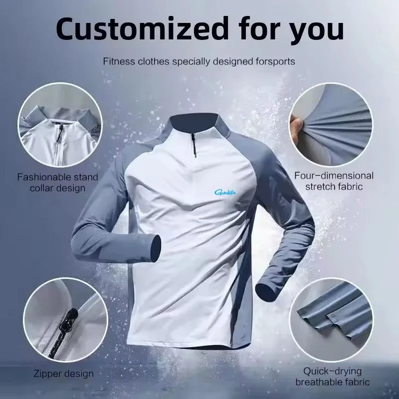 Summer Mens Sports T-Shirt Sportswear Long Sleeve Fishing Gym Clothing Fitness Gamakatsu Quick Dry Compression Shirt