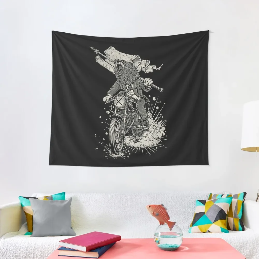 

Winya No. 91 cafe racer bear biker burnout Tapestry Room Decoration Korean Style Cute Decor Tapestry