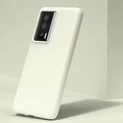 Shockproof Liquid Silicone Case with Slim Soft Skin Touch Protection and Retail Packaging for Redmi K50 Pro (Antique White)