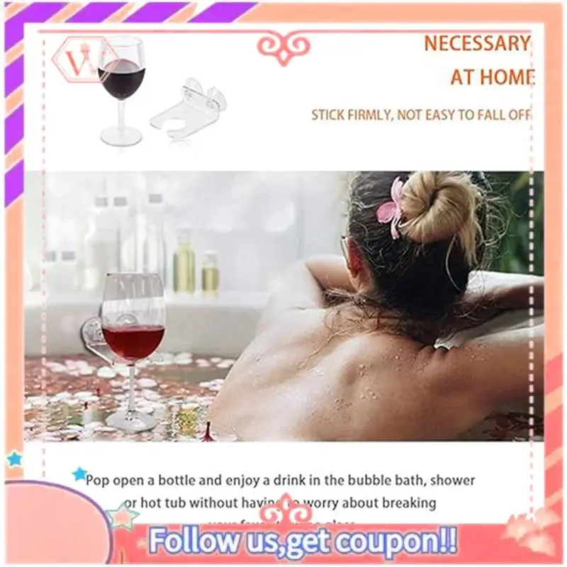 2 Pcs Bathtub Wine Glass Holders Shower Wine Glass Storage Rack Wall-Mounted Cup Holder