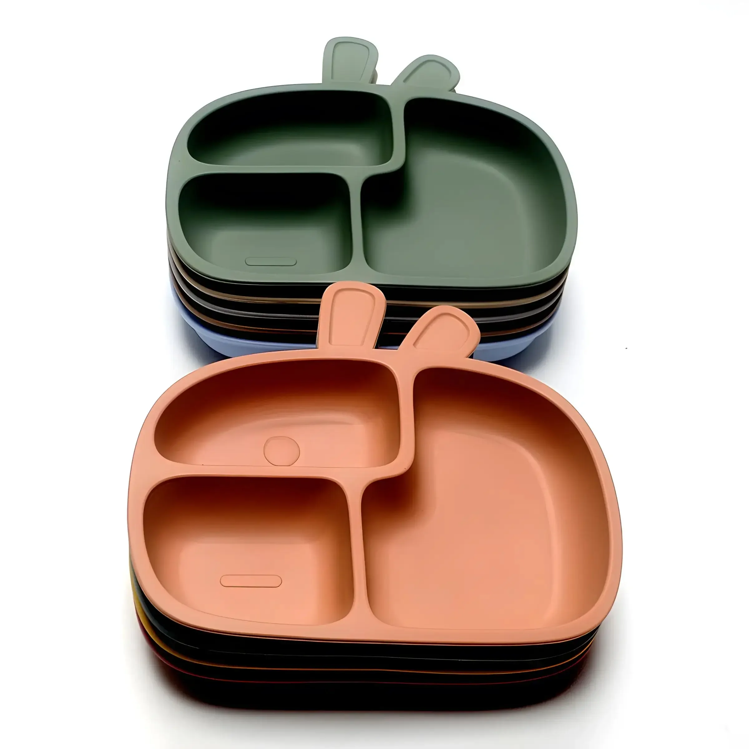 Silicone Baby Dinner Plate Food Grade Baby Supplement Bowl Set Children's Divided Dinner Plate Suction Cup One Piece 4
