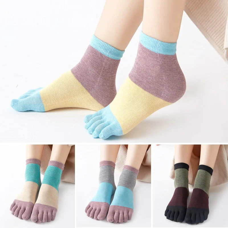 Cotton Socks Women 5 Fingers Socks Heel Five Finger 5 Toes Sock