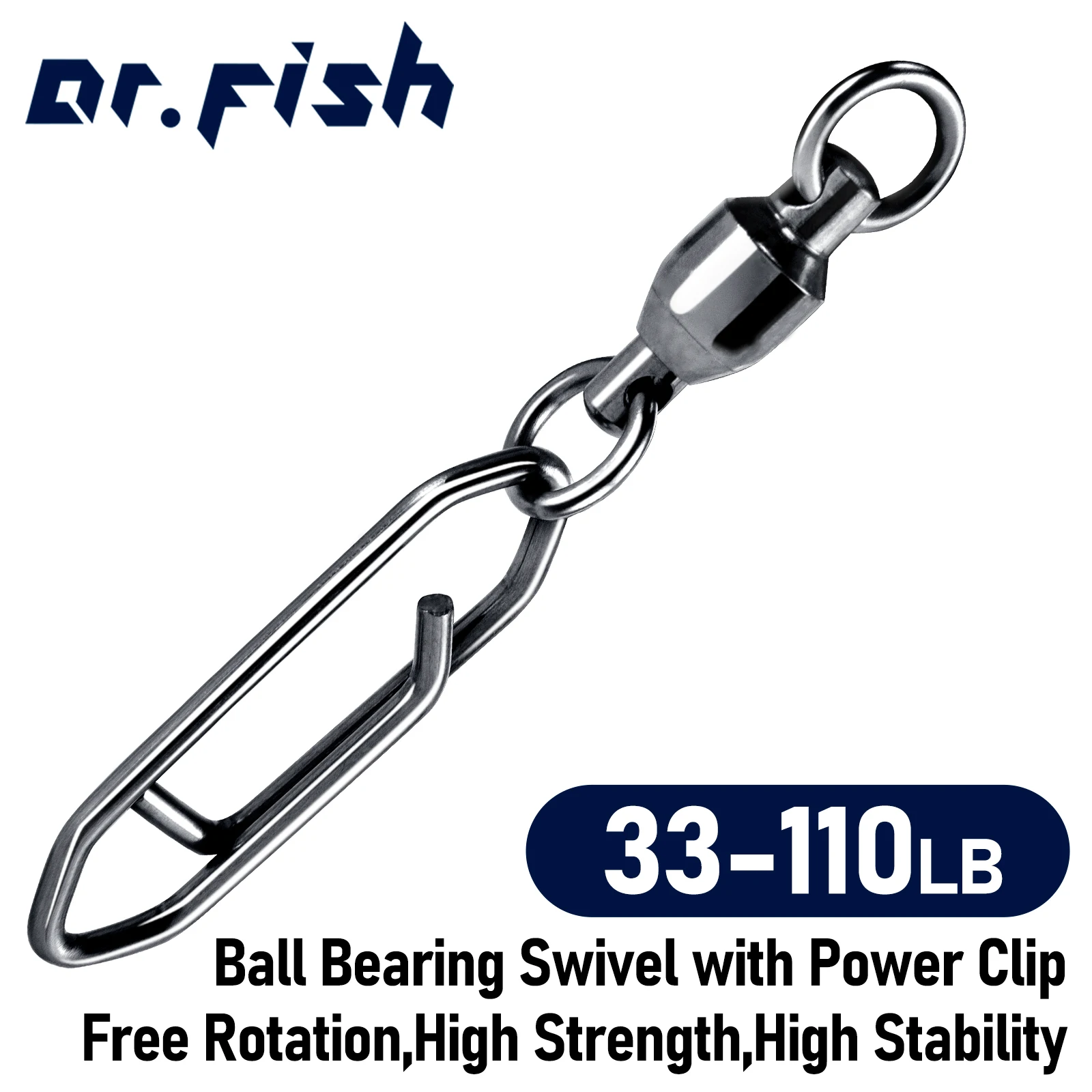 10 Stück Angelwirbel mit Power-Clip, Edelstahl-Kugellager-Wirbel, Schnellwechsel-Clip für Crankbait und Swimbait