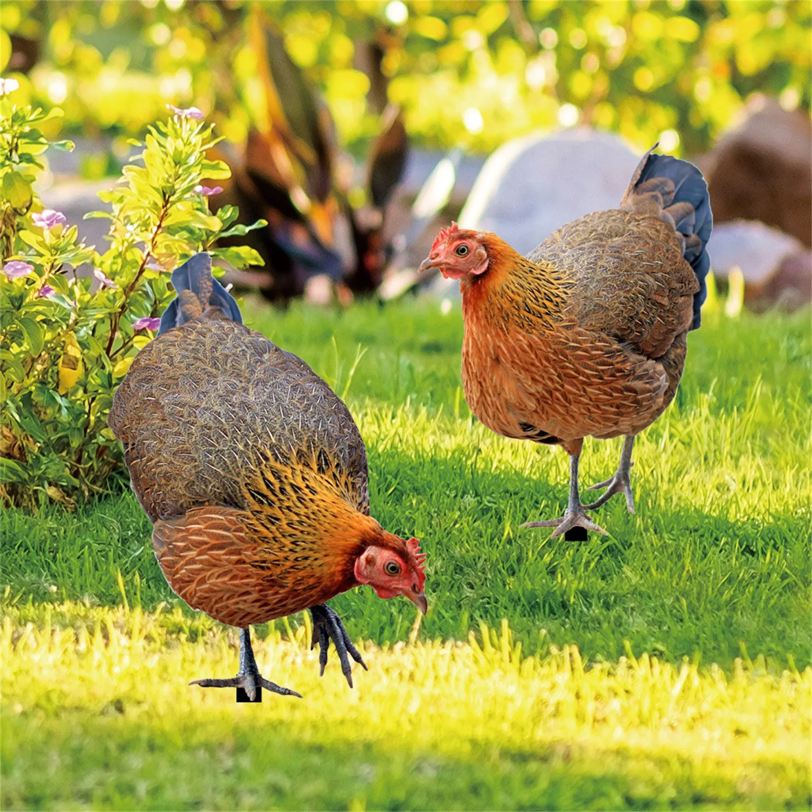 2PCS Chicken Ornaments Yard Art Decor Backyard Acrylic Rooster Animals Stakes Animals Sculptures Garden Decoration garden art decor animal sculpture decorations