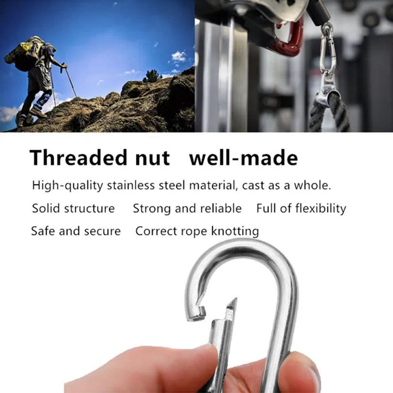 304 스테인리스 스틸 등산 버클, 등산 카라비너, 캐리비너 클립, 카빈 스냅 후크, 키락, 고품질