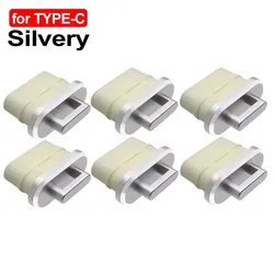 Universal Anti - Dust Charge Port Protection Cap with Phone Pendant (6Pcs Silvery)