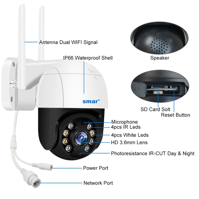 Smar 4K 8MP Wifi PTZ Camera 5x Digital Zoom AI Human Detect ONVIF Wireless CCTV IP Camera Home Security Protection Two Way Audio images - 6