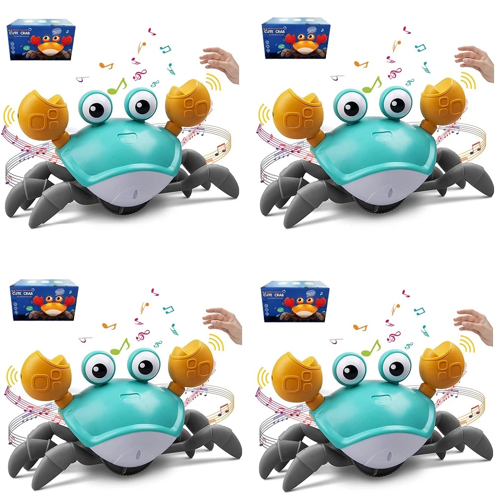 4PCS/Set Fujão Crab Toy with Musical Electric Interactive Toys for Tummy Time Escape Runaway