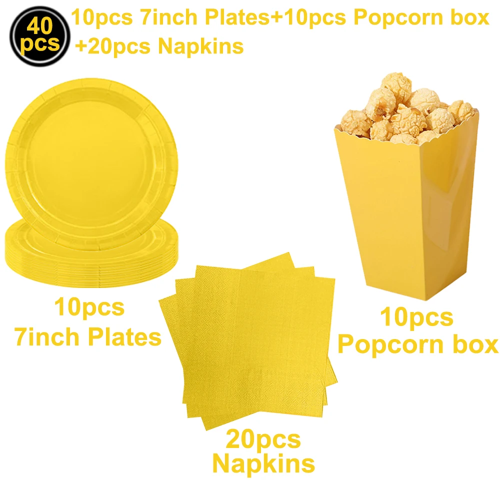 Yellow Party Supplies Tableware Set - Paper Plates, Napkins, and Cups