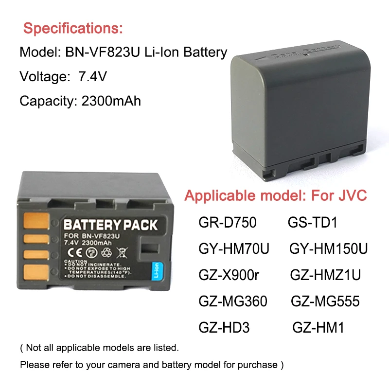 Batería Compatible Para Cámara JVC EVERIO GZ-HD3E - 800 MAh, Garantía 2 Años, Vendedor Francés