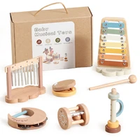 Kids Wooden Montessori Instruments Baby Early Musical Educational Games Interactive Toy Newborn Cloud Design Instrument Set Gift 1