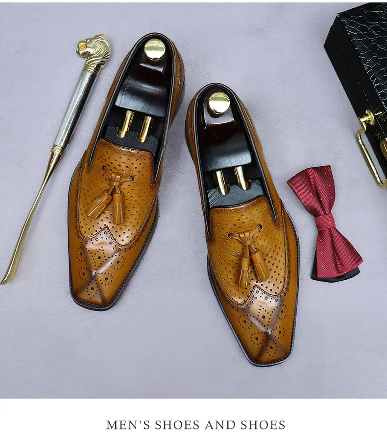 Men's Genuine Leather Tassel Loafers | Vintage Moccasins 38-46