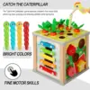 6in1 Wooden Activity Cube Montessori Toys for 12M+ Baby Carrots Harvest Game&Bead Maze Preschool Learning Education Shape Sorter 5
