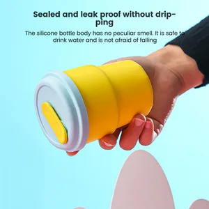 380Ml Water Bottle Silicone Straw Cup Drinking Cup Household Drinking Water Milk Cup Anti-Fall High Temperature Coffee Net