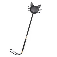 57CM Cat Shape Top Leather Long Straight Whip Riding Crop Flogger Dressage Whipps Paddle Slapper Horse Training 1