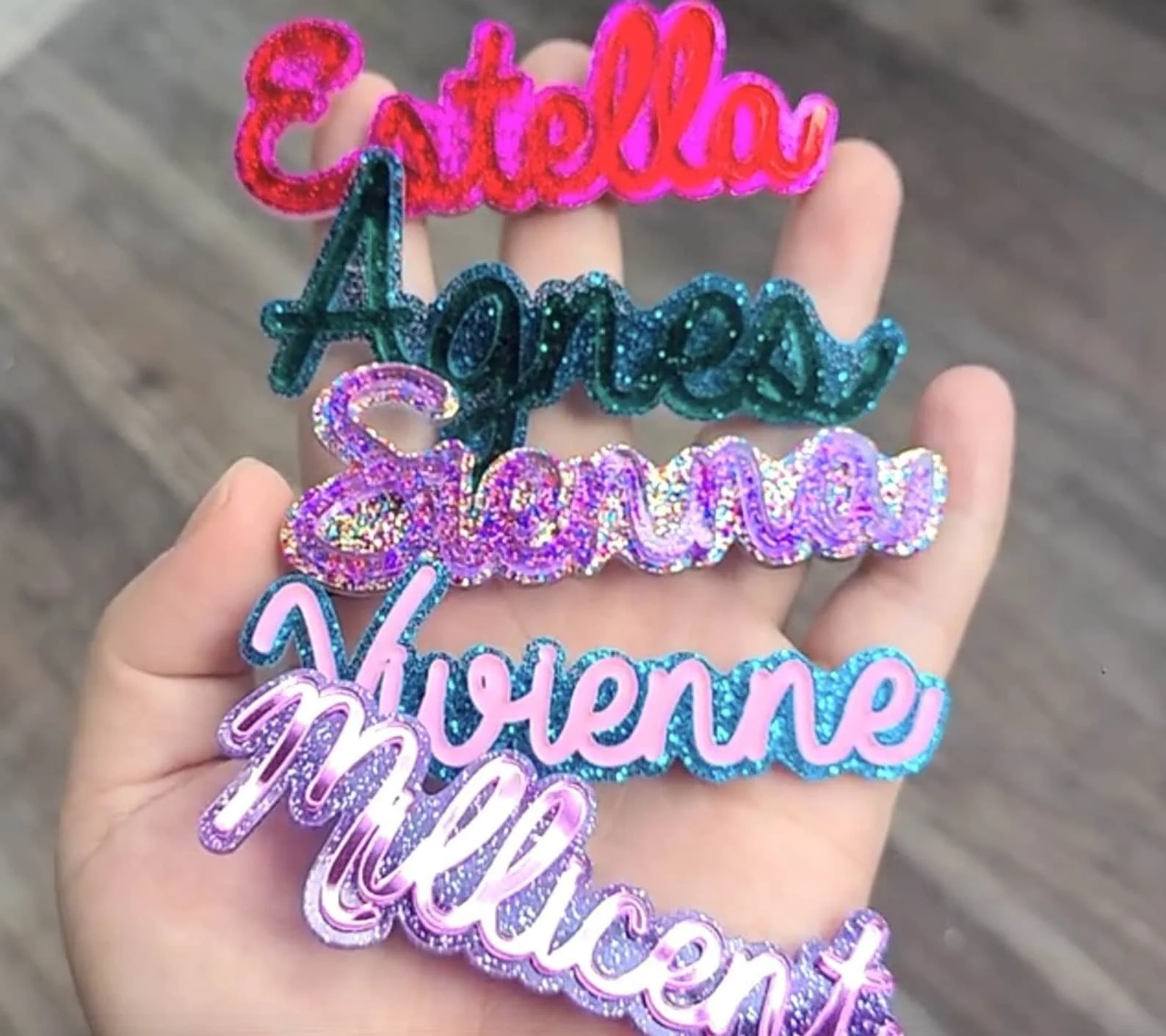 VishowCo personalizado acrílico nome cabelo alfinetes letras