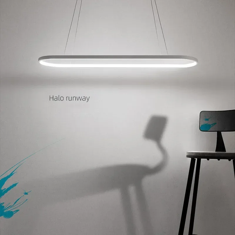 Modern Oval Led Chandeliers Aluminium Lighting Dining Room Pendant Chandelier Miniamlism Dimmable Hanging Pendant Lamps Fixtures