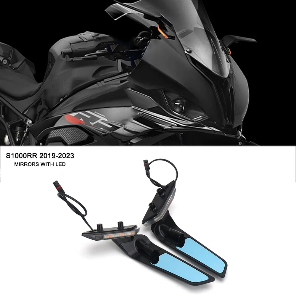 

For BMW S1000RR S 1000RR 2019-2023 Invisible Sports Rearview Mirror Motorcycle With LED Turn Signal Side Rearview Mirrors
