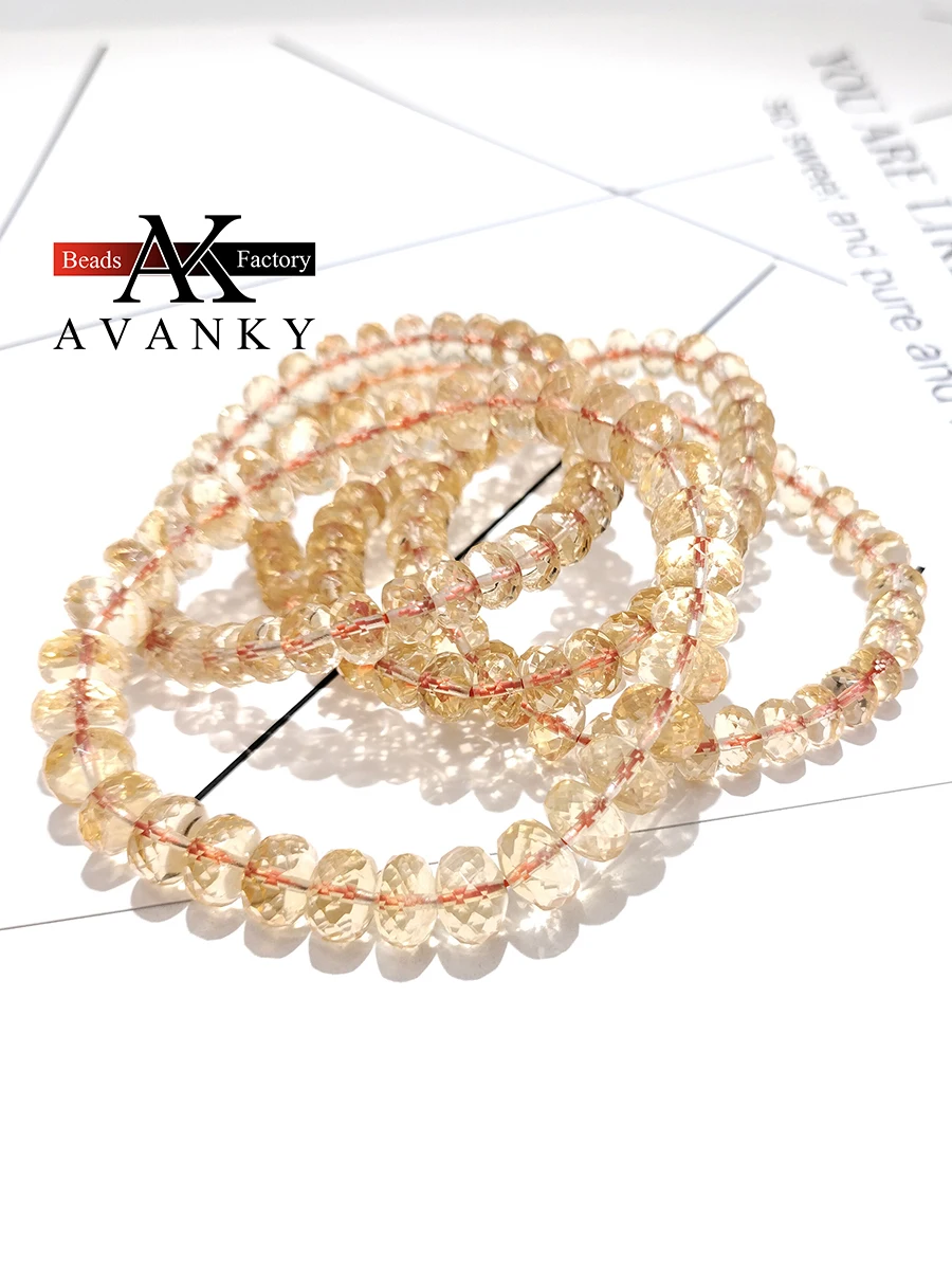 4A Natural Citrine Crystal Single Lap Necklace For Women Girl Birthday Gift Fresh Bracelets Fashion Jewelry 5x8mm 6x9mm 7x10mm