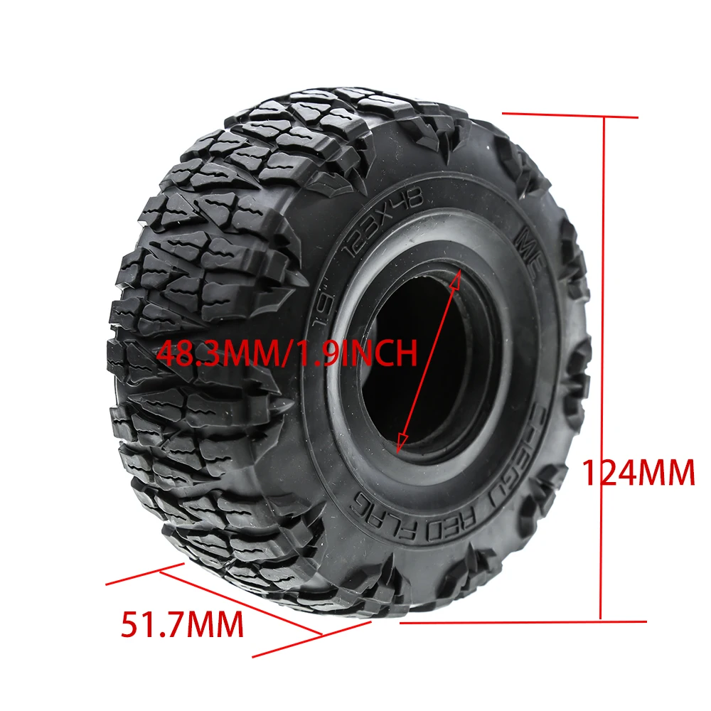 4 Pezzi Pneumatici In Gomma 1.9 Per RC Crawler 1/10, 100x40mm, Per Assisi SCX10, TRX4, D90, Neri