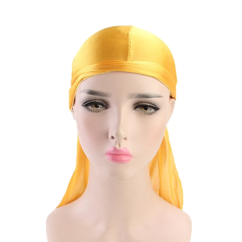 

Women Casual Turban Long Tail Ties Bandanas Cap Pirate Hat Hip-hop Silk Headwrap Headband Cycling Sweat-wicking Beanie Headscarf