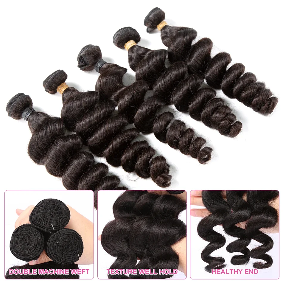 Hair Extensions Rosabeauty 30 40 Inch Loose Deep Wave Bundles 100% Human Hair Brazilian Loose Wave human hair bundles Hair extensions Tissage